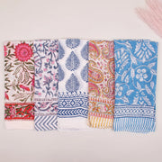 10pcs Hand Block Printed Cotton Bandanas for Men & Women, Organic Bandana Accessory, Summer Gift Accessory