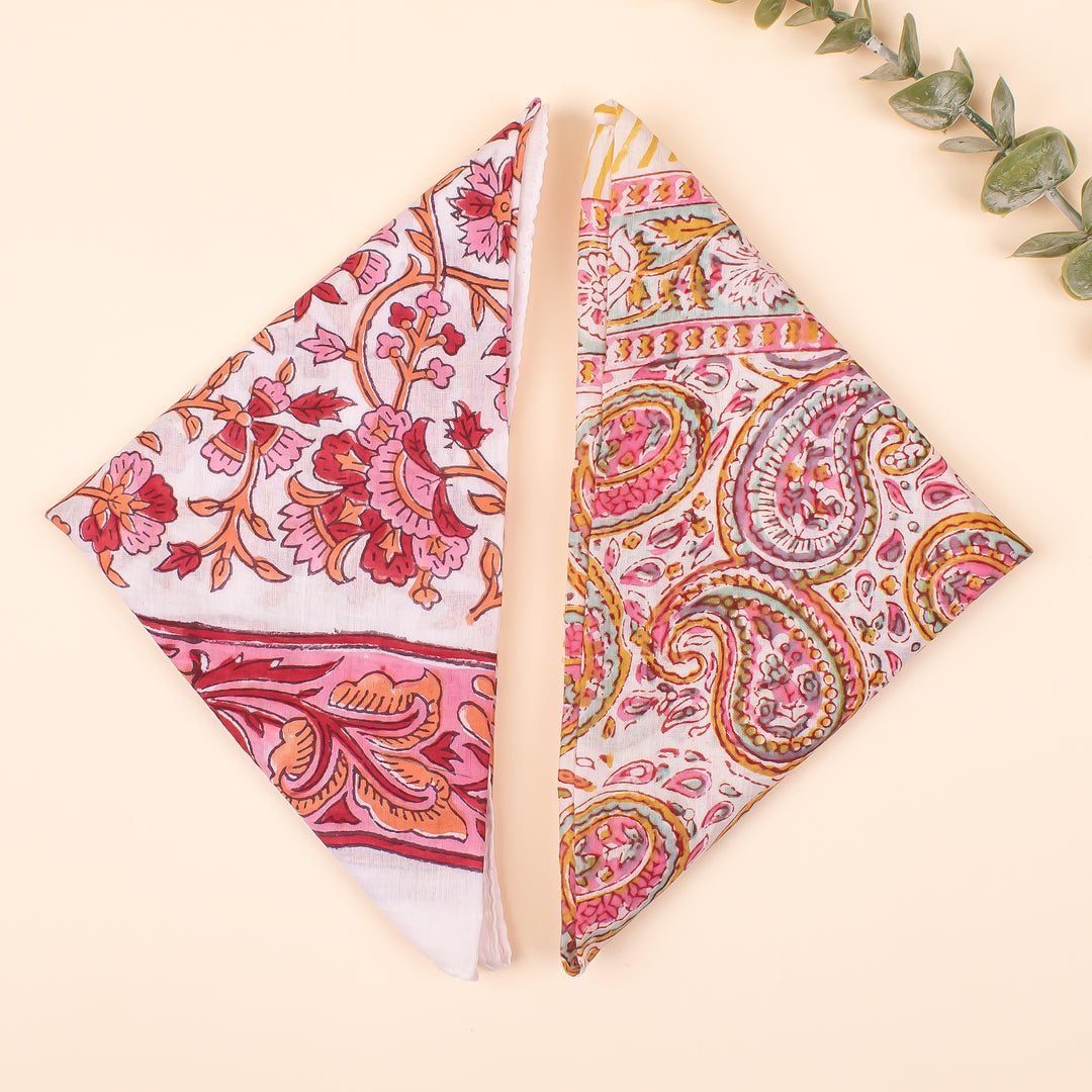 Set of 2 – Handmade Organic Cotton Bandanas for Men & Women, Head Scarf for Women, Bandana Headband Wrap