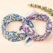 Set of 2 – Fashionable Cotton Bandana Scarf For Festival, Boho Style Head Scarf for Women, Block Printed Bandana Headband