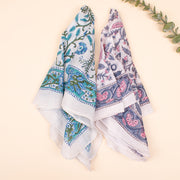 Set of 2 – Fashionable Cotton Bandana Scarf For Festival, Boho Style Head Scarf for Women, Block Printed Bandana Headband