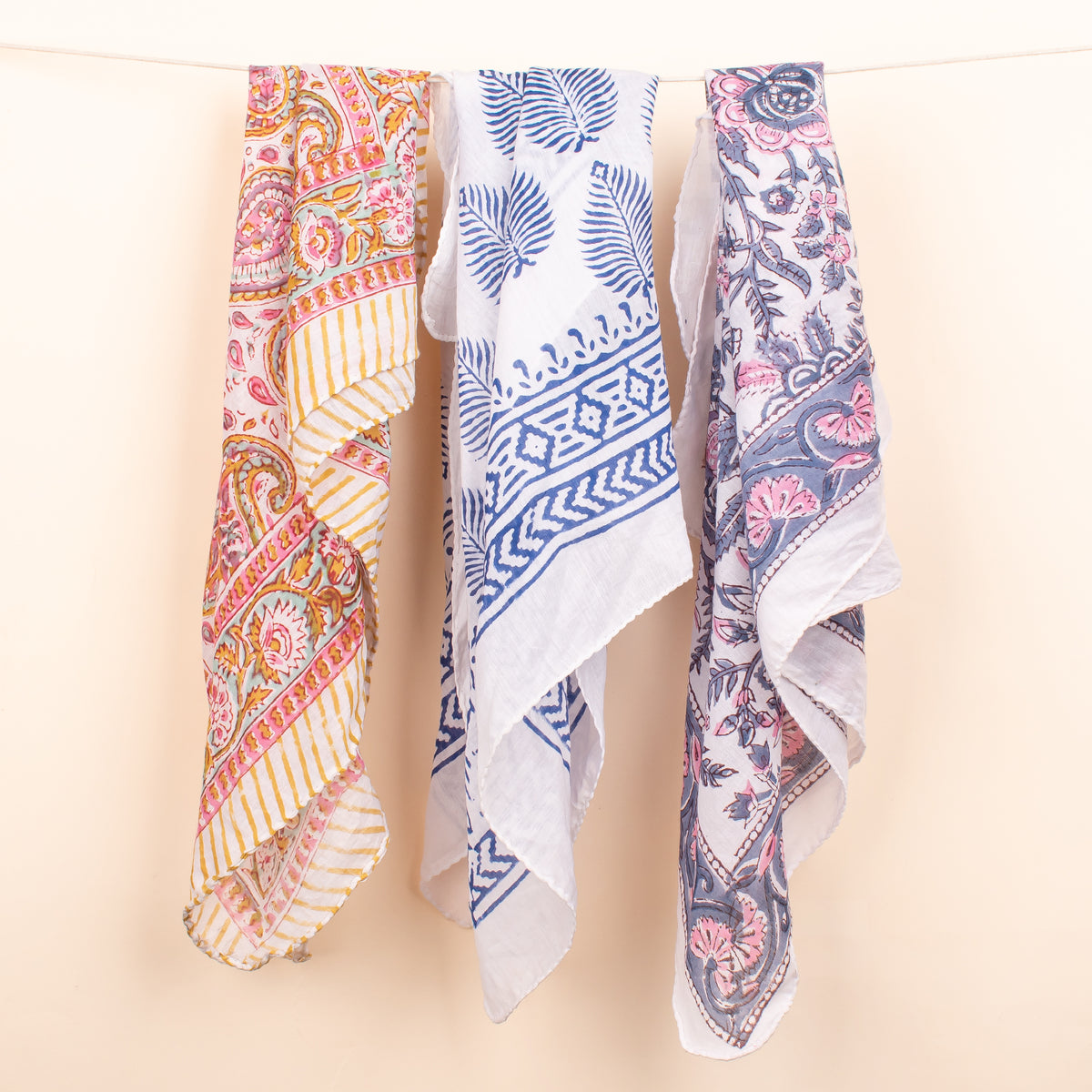 Set of 3 – Fashionable Cotton Bandana Scarf For Festival, Bohemian Head Scarf for Women, Floral Printed Bandana Headband