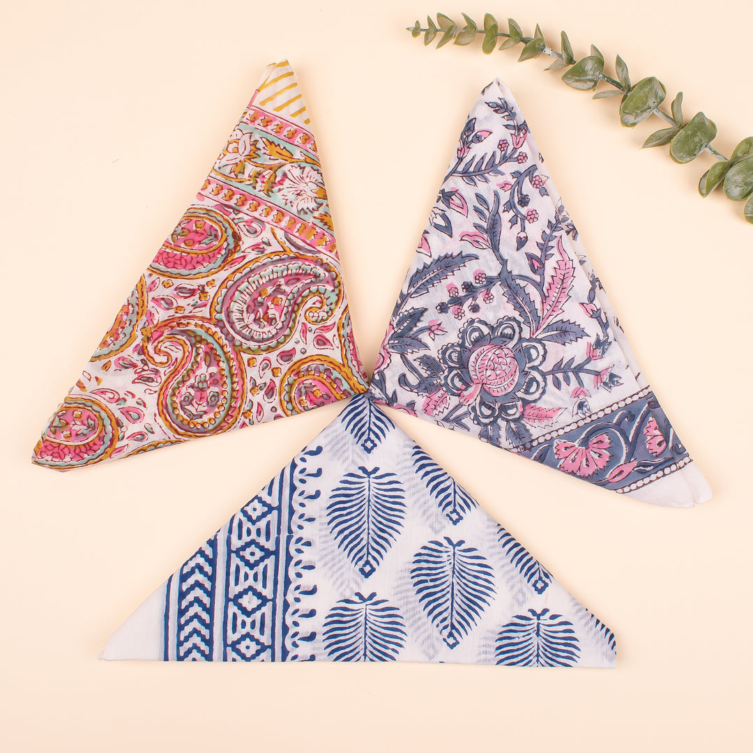 Set of 3 – Fashionable Cotton Bandana Scarf For Festival, Bohemian Head Scarf for Women, Floral Printed Bandana Headband