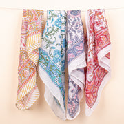 Set of 4 – Bohemian Style Cotton Bandana for Unisex, Bandana Scarfs, Pure Handmade Bandanas Headband Wrap