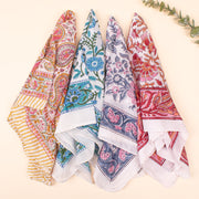 Set of 4 – Bohemian Style Cotton Bandana for Unisex, Bandana Scarfs, Pure Handmade Bandanas Headband Wrap