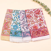 Set of 4 – Bohemian Style Cotton Bandana for Unisex, Bandana Scarfs, Pure Handmade Bandanas Headband Wrap