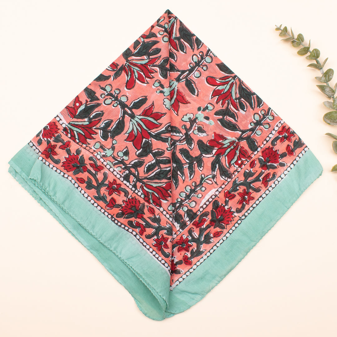 Handmade Floral Printed Cotton Bandanas for Men & Women, Organic Cotton Bandana Accessory, Bandana Scarf for Women