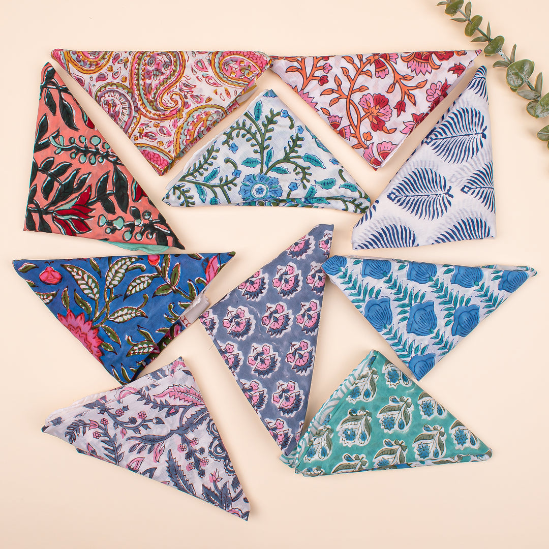 Set of 10 Pure Cotton Bandanas, Soft Cotton Bandanas, Bohemian Bandana Scarf Breathable & Stylish Scarf for Everyday Use