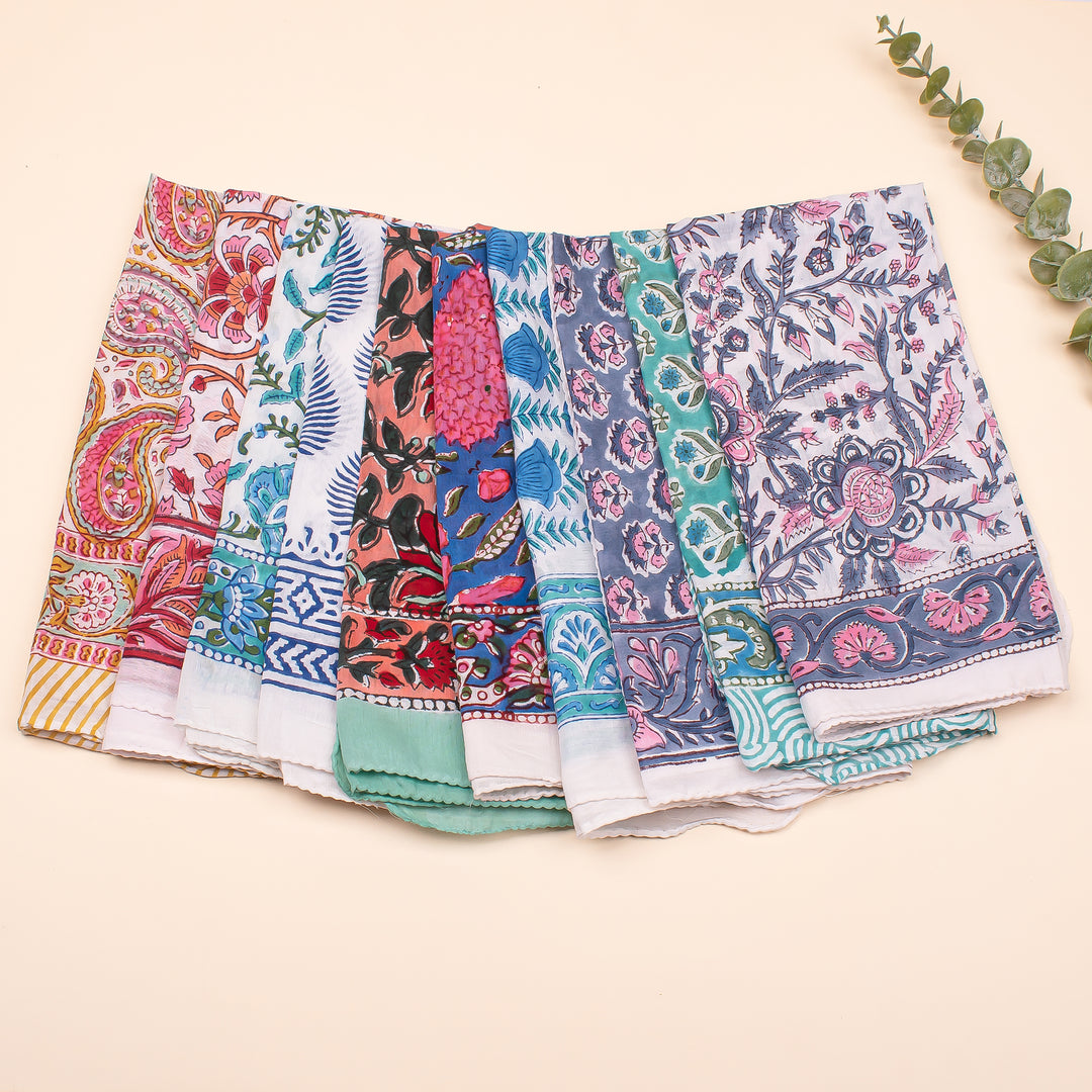 Set of 10 Pure Cotton Bandanas, Soft Cotton Bandanas, Bohemian Bandana Scarf Breathable & Stylish Scarf for Everyday Use