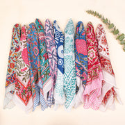 Set of 10 100% Natural Cotton Bandanas, Hand-Printed Design Bandana, Lightweight & Compact Ideal For Travel, Versatile Wear Neck Scarf