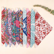 Set of 10 100% Natural Cotton Bandanas, Hand-Printed Design Bandana, Lightweight & Compact Ideal For Travel, Versatile Wear Neck Scarf