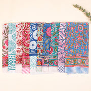 Set of 10 100% Natural Cotton Bandanas, Hand-Printed Design Bandana, Lightweight & Compact Ideal For Travel, Versatile Wear Neck Scarf
