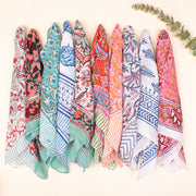 Set of 10 - Eco-Friendly Bandanas, Handcrafted Block Prints Bandana, Block Print Scarf, Multi-use Bandana, Scarf, Wrap or Gift