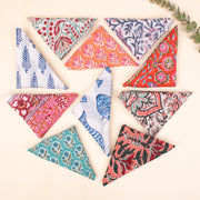 Set of 10 - Eco-Friendly Bandanas, Handcrafted Block Prints Bandana, Block Print Scarf, Multi-use Bandana, Scarf, Wrap or Gift