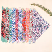 Set of 10 - Eco-Friendly Bandanas, Handcrafted Block Prints Bandana, Block Print Scarf, Multi-use Bandana, Scarf, Wrap or Gift