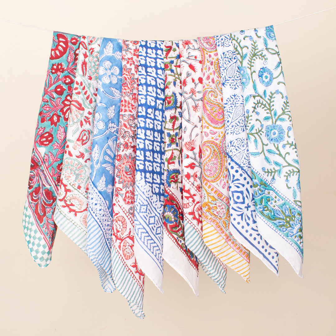 Stylish Set of 10 - Organic Bandanas, Breathable Cotton Bandana, 100% Cotton Scarfs, Neckerchief & Headwrap Bandana