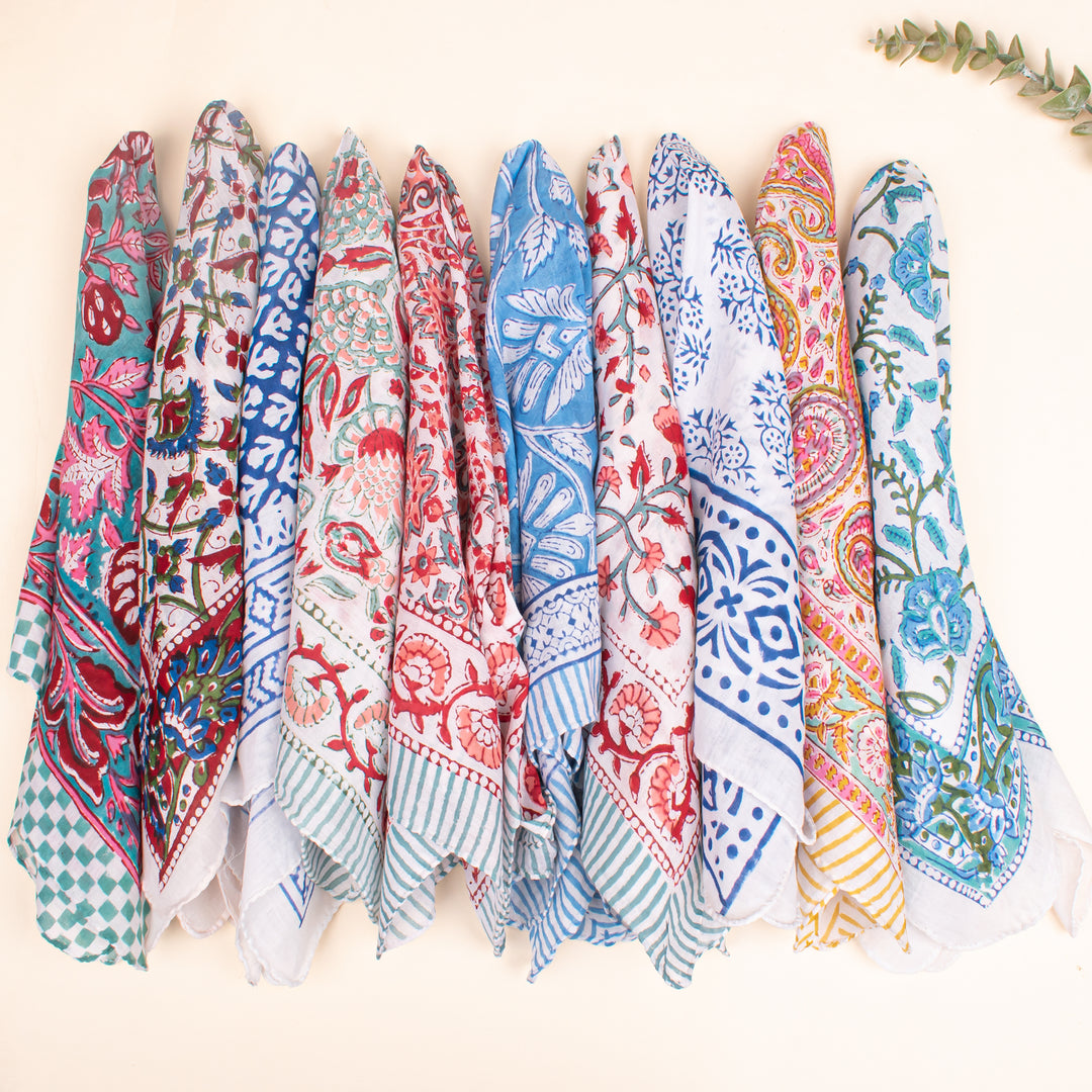 Stylish Set of 10 - Organic Bandanas, Breathable Cotton Bandana, 100% Cotton Scarfs, Neckerchief & Headwrap Bandana