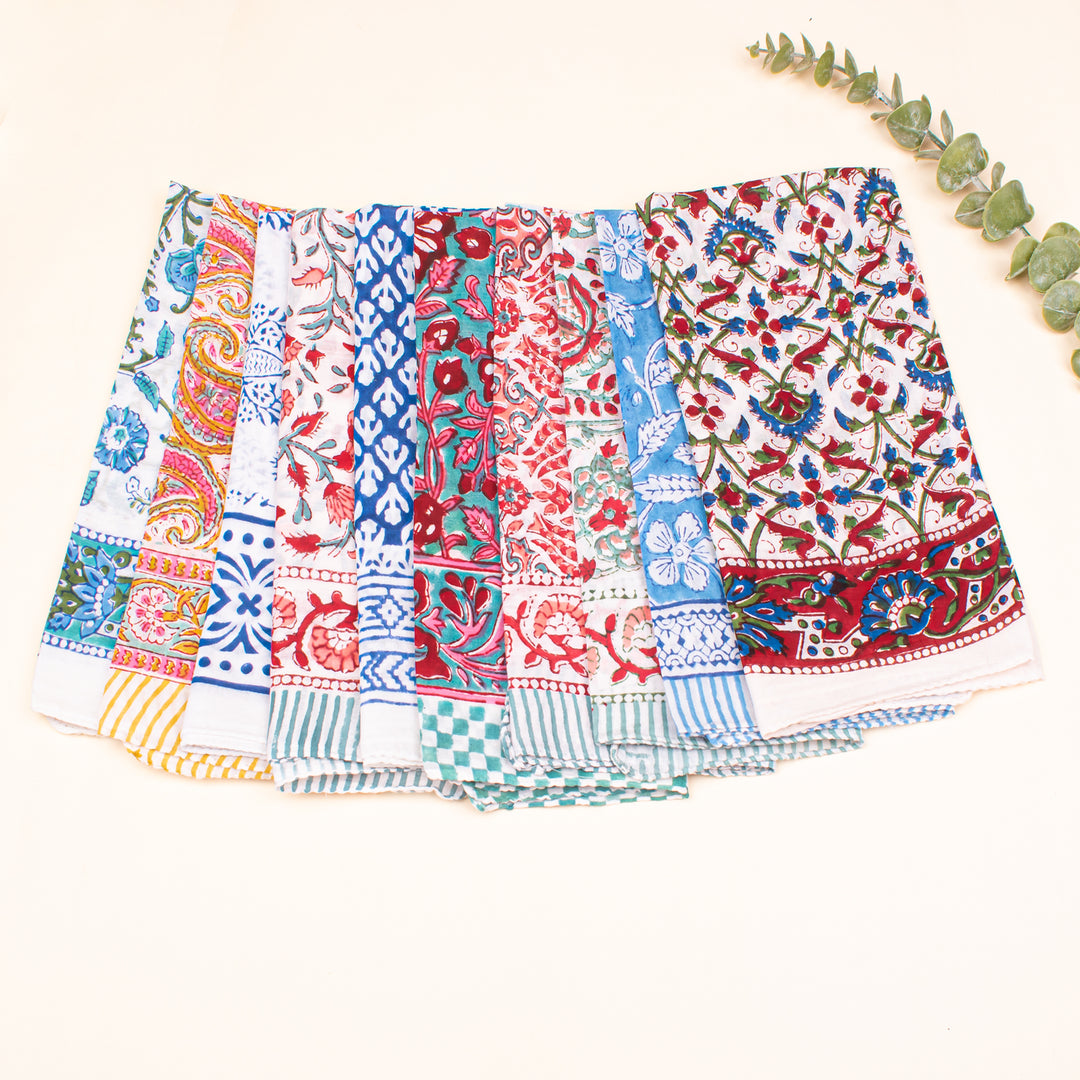 Stylish Set of 10 - Organic Bandanas, Breathable Cotton Bandana, 100% Cotton Scarfs, Neckerchief & Headwrap Bandana