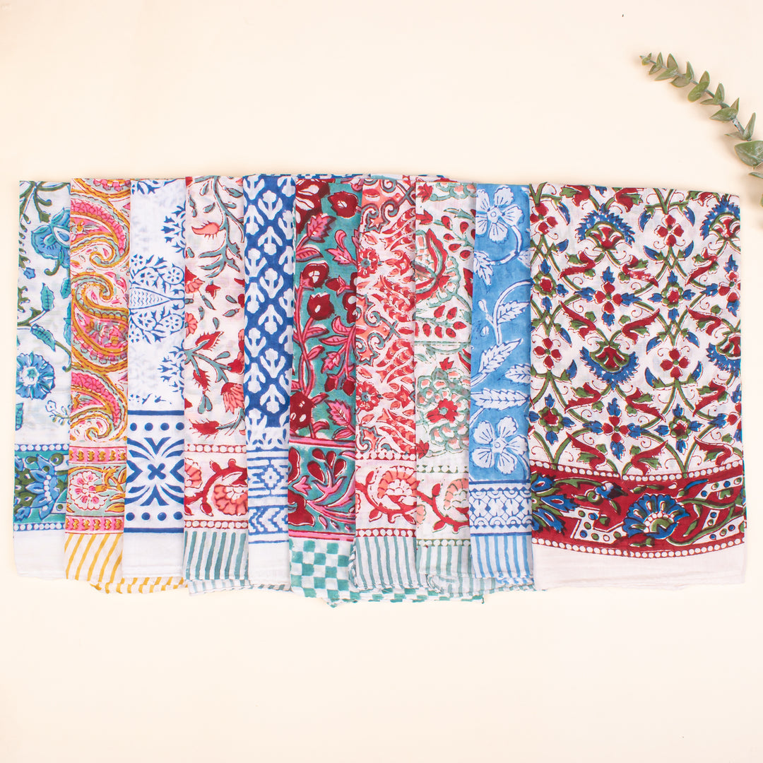 Stylish Set of 10 - Organic Bandanas, Breathable Cotton Bandana, 100% Cotton Scarfs, Neckerchief & Headwrap Bandana