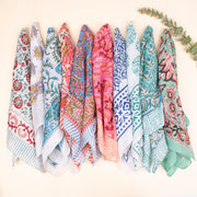 Set of 10 - Handmade Organic Cotton Wrap, Style Paisley Bandana, Hair Or Neck Bandanas, Lightweight Scarf For Women And Men