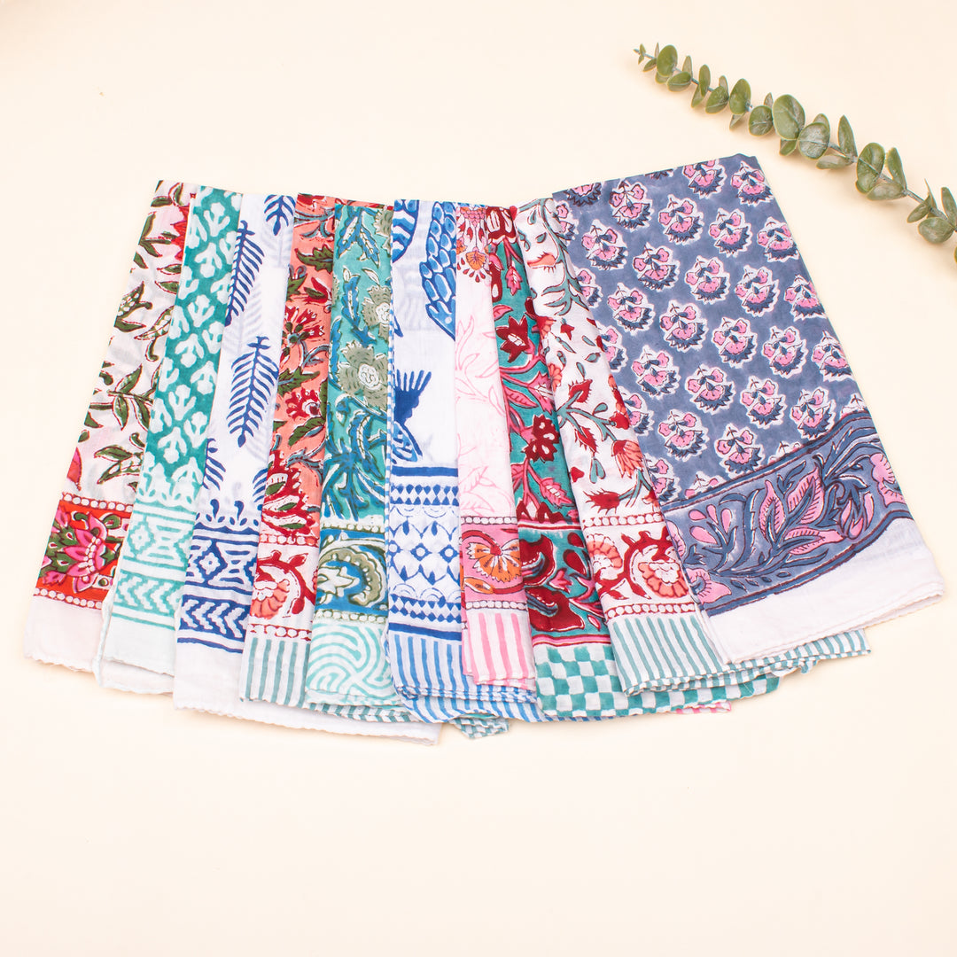 Set of 10 - Cotton Handmade Wrap, Cotton Bandanas, Designer Printed Bandana Scarf For all Seasons, Face Protection Bandana, Outdoor Cotton Scarf
