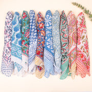 Set of 10 - Block Print Bandanas, Stylish Western Scarf, Sustainable Handmade Headband, Pure Cotton Bohemian Bandanas, Trendy Bandana Scarf
