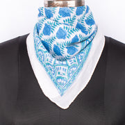 White & Blue Print Cotton Bandanas For Men & Women, Soft Cotton Bandana, Head Scarf for Women, Bandana Headband Wrap