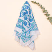 White & Blue Print Cotton Bandanas For Men & Women, Soft Cotton Bandana, Head Scarf for Women, Bandana Headband Wrap