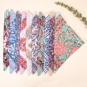 Set of 10 - Vintage Style Boho Neck Scarf, Ethnic Hand Block Printed Bandana, Soft Cotton Bandana, Sustainable Bandana For Men & Women