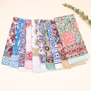 Set of 10 - Vintage Style Boho Neck Scarf, Ethnic Hand Block Printed Bandana, Soft Cotton Bandana, Sustainable Bandana For Men & Women