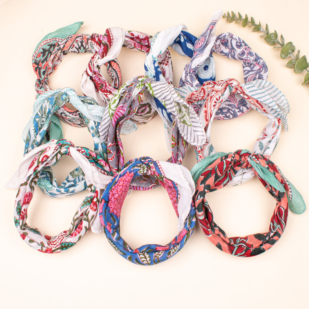 Set of 10 - Vintage Printed Cotton Bandanas, Unisex Neck & Head Wrap, Lightweight Bandana, Eco-Friendly Scarf, Style Cotton Bandana