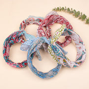 Set of 5 - Soft Lightweight Scarf Bandana, Eco-Conscious Boho Hair Tie, 100% Pure Organic Cotton, Unisex Block Printed Cotton Bandana