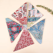 Set of 5 - Soft Lightweight Scarf Bandana, Eco-Conscious Boho Hair Tie, 100% Pure Organic Cotton, Unisex Block Printed Cotton Bandana