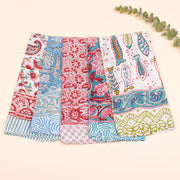 Set of 5 - Soft Lightweight Scarf Bandana, Eco-Conscious Boho Hair Tie, 100% Pure Organic Cotton, Unisex Block Printed Cotton Bandana