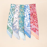 Set of 5 - Lightweight Eco-Friendly Scarf, 100% Pure Organic Cotton Bandana, Unisex Soft Cotton Scarf, Stylish Block Print Neck Or Wrist Tie Accessory