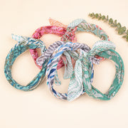 Set of 5 - Hand Block Printed Summer Scarf, Cotton Bandana Scarf, Unisex Wrap For Hair Or Neck, Organic Paisley Cotton Bandana, Handmade Bandana Gift Idea