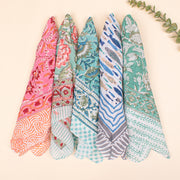 Set of 5 - Hand Block Printed Summer Scarf, Cotton Bandana Scarf, Unisex Wrap For Hair Or Neck, Organic Paisley Cotton Bandana, Handmade Bandana Gift Idea
