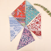 Set of 5 - Cotton Bandana Scarf, Paisley Block Print Bandana, Handmade Hair Or Neck Wrap, Organic Reusable Gift For Him Or Her