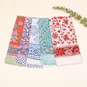 Set of 5 - Cotton Bandana Scarf, Paisley Block Print Bandana, Handmade Hair Or Neck Wrap, Organic Reusable Gift For Him Or Her