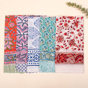 Set of 5 - Cotton Bandana Scarf, Paisley Block Print Bandana, Handmade Hair Or Neck Wrap, Organic Reusable Gift For Him Or Her