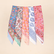 Set of 5 - Hand Block Printed Summer Scarf, Lightweight Unisex Wrap For Hair Or Neck, Organic Paisley Cotton Bandana, Eco-Friendly Bandana