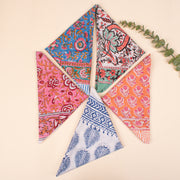 Set of 5 - Hand Block Printed Summer Scarf, Lightweight Unisex Wrap For Hair Or Neck, Organic Paisley Cotton Bandana, Eco-Friendly Bandana