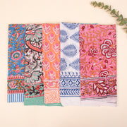Set of 5 - Hand Block Printed Summer Scarf, Lightweight Unisex Wrap For Hair Or Neck, Organic Paisley Cotton Bandana, Eco-Friendly Bandana