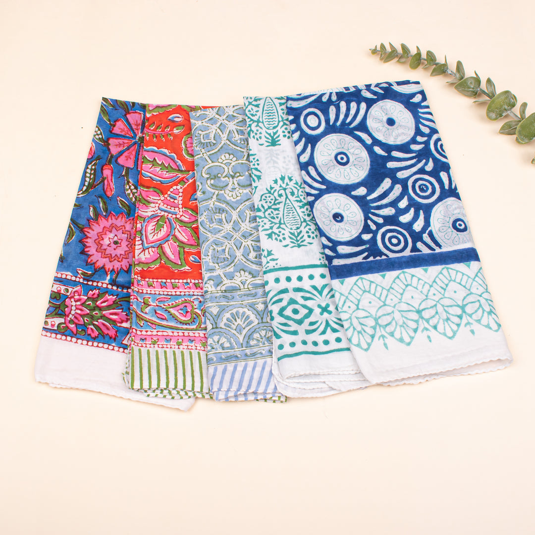 Set of 5 - Unisex Head Wrap, Eco-Friendly Boho Neck Or Head Tie, 100% Cotton Unisex Bandanas, Bandana Head Wrap, Cotton Bandana