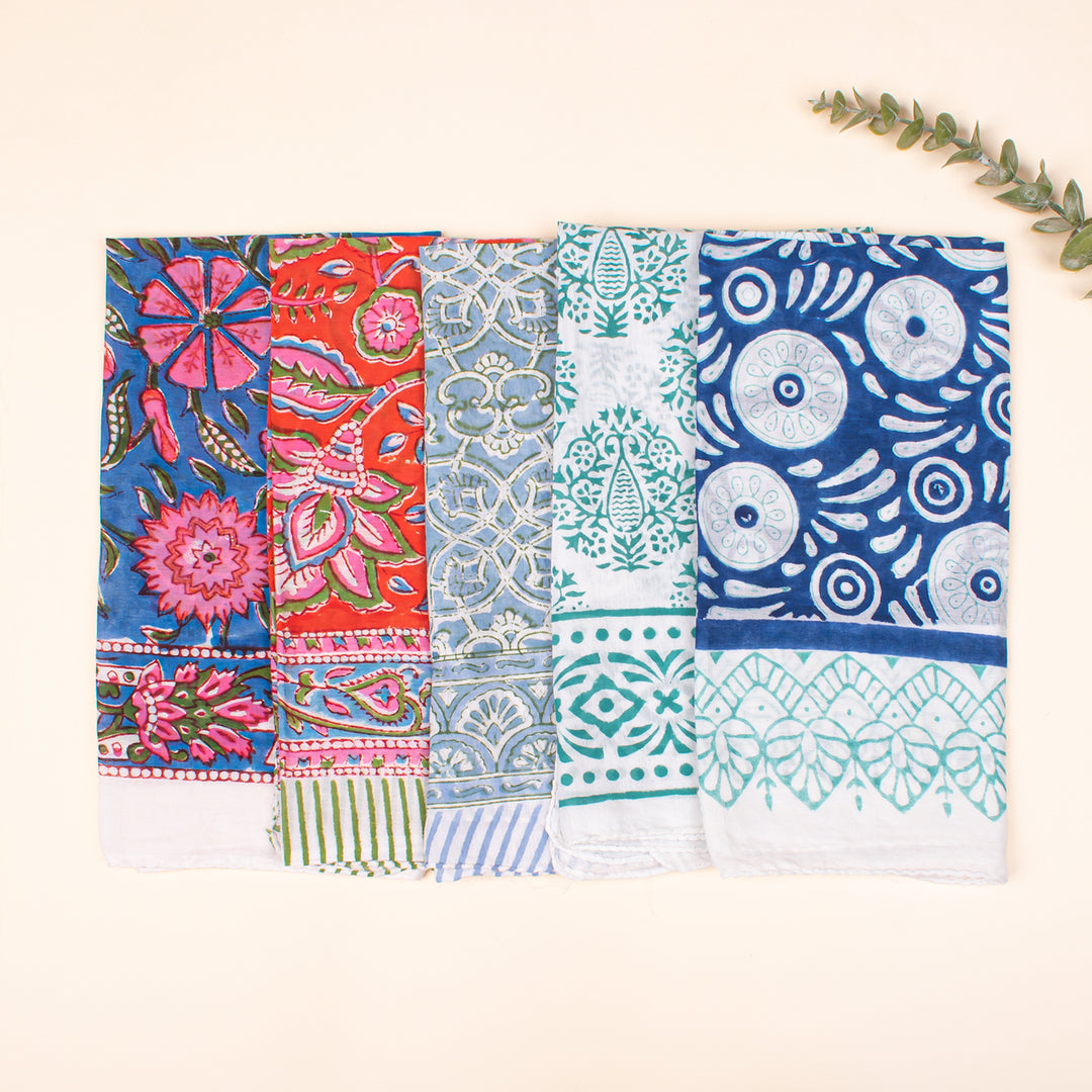 Set of 5 - Unisex Head Wrap, Eco-Friendly Boho Neck Or Head Tie, 100% Cotton Unisex Bandanas, Bandana Head Wrap, Cotton Bandana