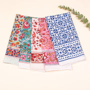 Set of 5 - block printed cotton Bandanas, Cotton Bandanas, Bandana Head Wrap, Lightweight Boho Head Wrap, Bandana For Summer Accessory