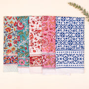 Set of 5 - block printed cotton Bandanas, Cotton Bandanas, Bandana Head Wrap, Lightweight Boho Head Wrap, Bandana For Summer Accessory