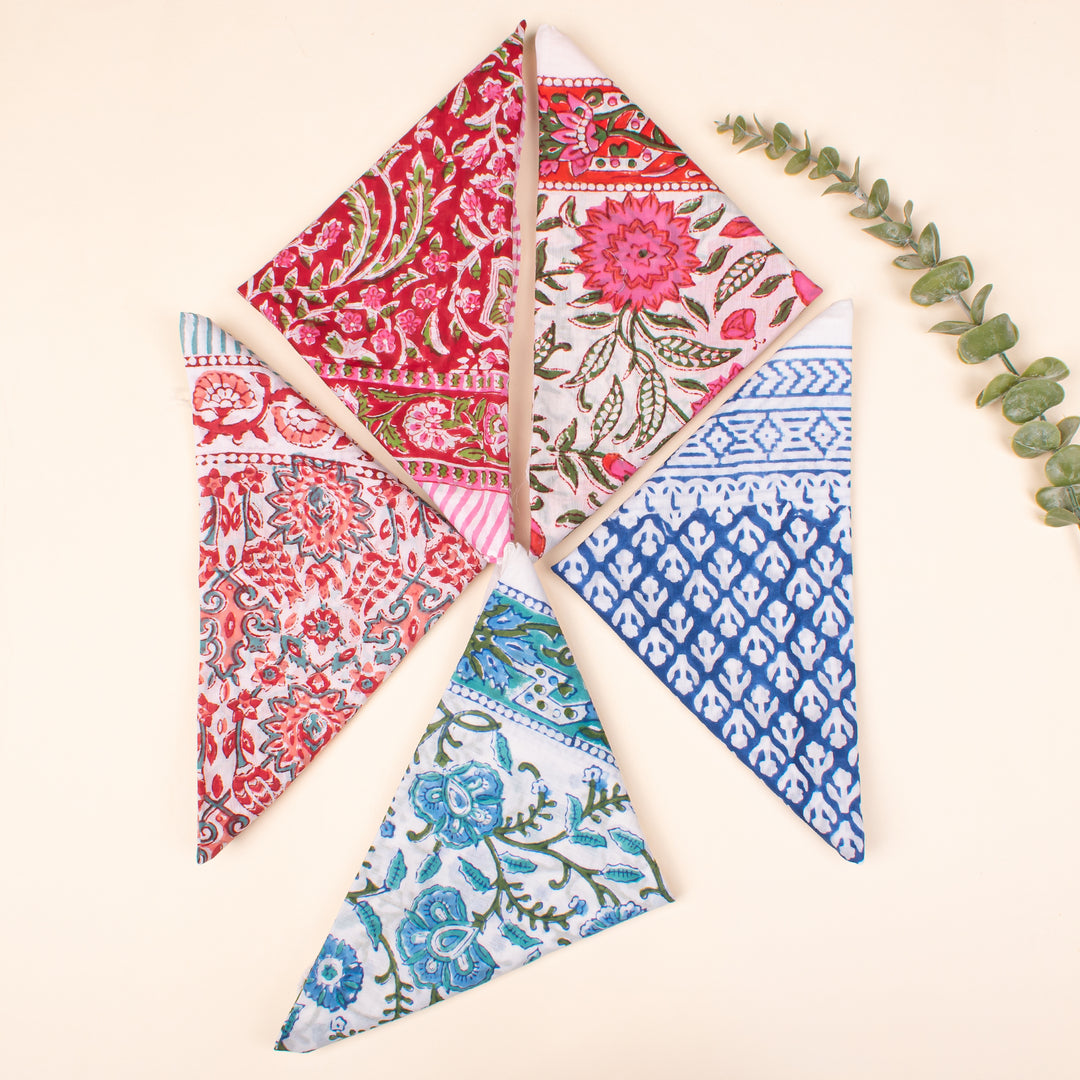 Set of 5 - 100% Cotton Hand block Printed Bandanas, Cotton Bandanas, Handmade Bandana, Bandanas for Men & Women