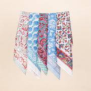 Set of 5 - Hand Block Printed Organic Scarf, Lightweight Hair Or Neck Wrap, Bandana for Men & Women, Stylish Cotton Bandanas