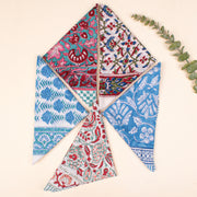 Set of 5 - Hand Block Printed Organic Scarf, Lightweight Hair Or Neck Wrap, Bandana for Men & Women, Stylish Cotton Bandanas