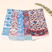 Set of 5 - Hand Block Printed Organic Scarf, Lightweight Hair Or Neck Wrap, Bandana for Men & Women, Stylish Cotton Bandanas